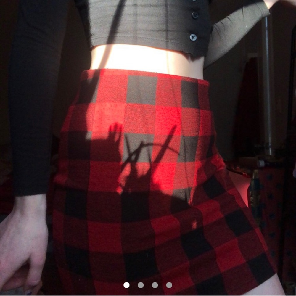 Red and black plaid skirt